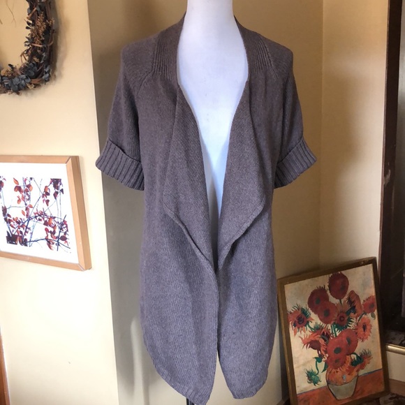VINCE Size Medium Wool blend Open-Front Cardigan Cuff Short-Sleeve Sweater Wool - Picture 3 of 16